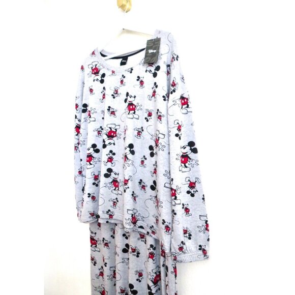NEW! Disney Women's 2 Piece Mickey Mouse Pajama Set Grey Black Red SZ L - Picture 6 of 9